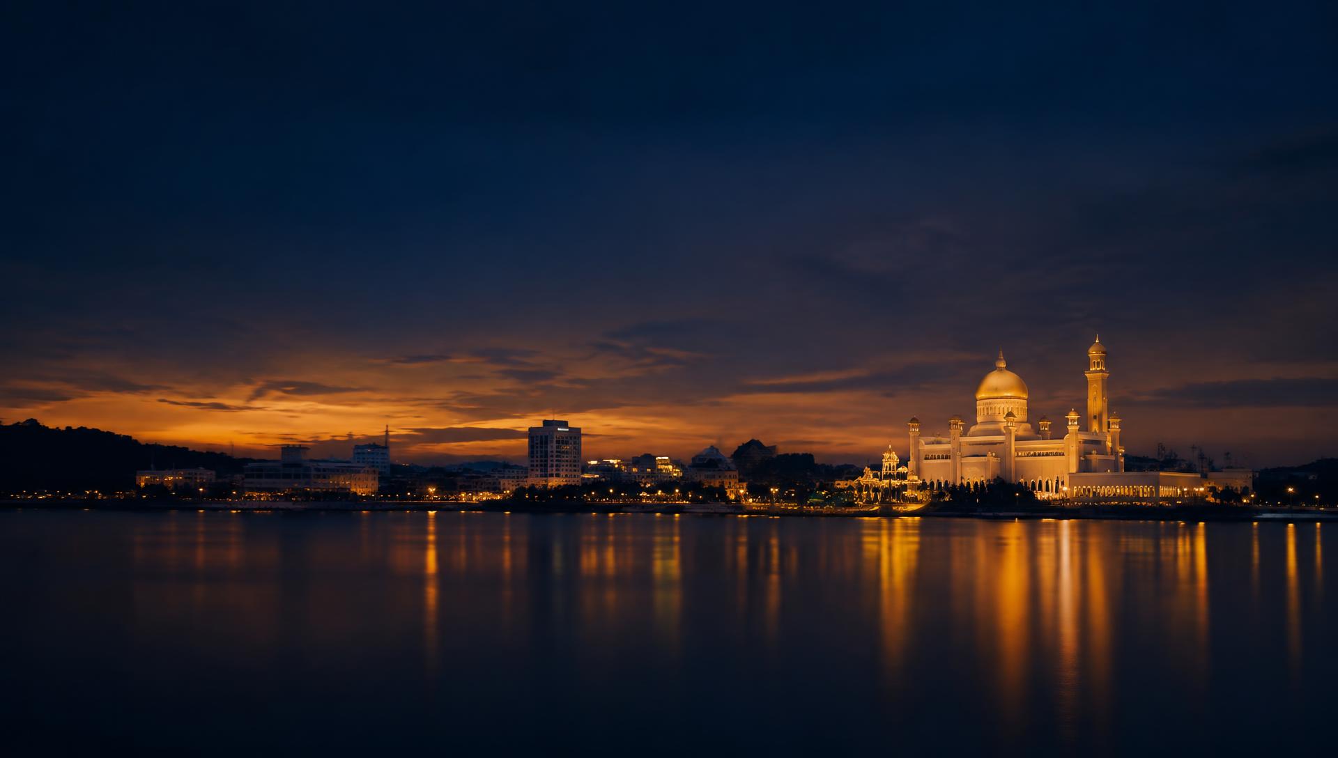 Bandar Seri Begawan skyline at dusk
